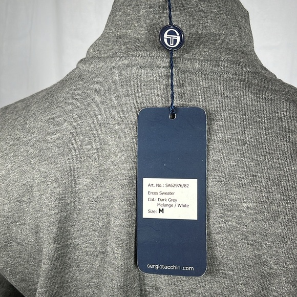 NWT Sergio Tacchini Ercos Sweater in Dark Gray Melange/White. - Picture 11 of 11
